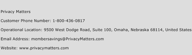 Privacy Matters Phone Number Customer Service
