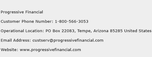 Progressive Financial Phone Number Customer Service