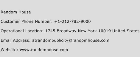 Random House Phone Number Customer Service