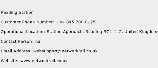 Reading Station Phone Number Customer Service