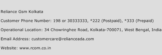 Reliance Gsm Kolkata Phone Number Customer Service