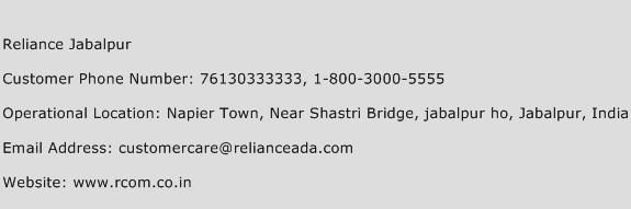 Reliance Jabalpur Phone Number Customer Service