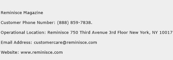 Reminisce Magazine Phone Number Customer Service