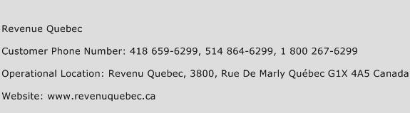 Revenue Quebec Phone Number Customer Service