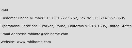 Rohl Phone Number Customer Service