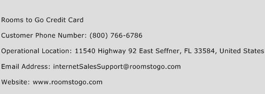 Rooms to Go Credit Card Phone Number Customer Service