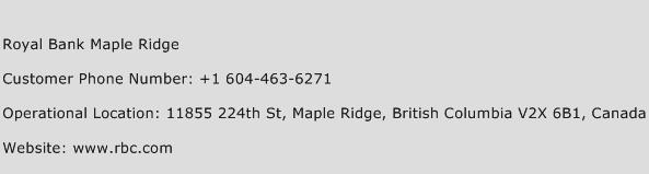 Royal Bank Maple Ridge Phone Number Customer Service