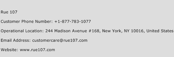Rue 107 Phone Number Customer Service