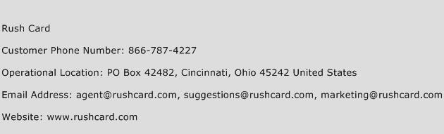 Rush Card Phone Number Customer Service