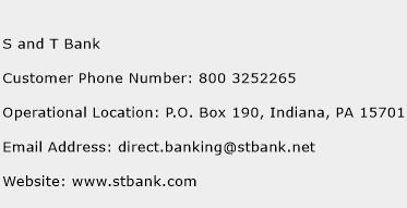 S and T Bank Phone Number Customer Service