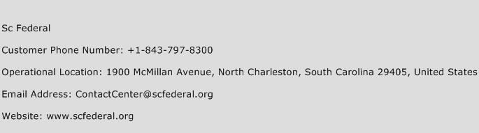 SC Federal Phone Number Customer Service