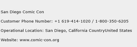 San Diego Comic Con Phone Number Customer Service