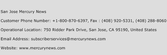 San Jose Mercury News Phone Number Customer Service