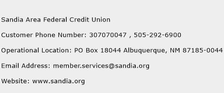 Sandia Area Federal Credit Union Phone Number Customer Service