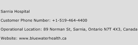 Sarnia Hospital Phone Number Customer Service