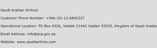 Saudi Arabian Airlines Phone Number Customer Service