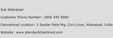 Scb Allahabad Phone Number Customer Service
