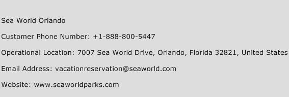 Sea World Orlando Phone Number Customer Service