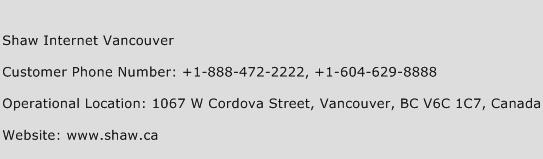 Shaw Internet Vancouver Phone Number Customer Service