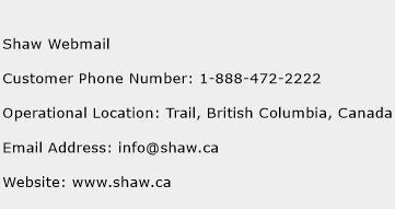 Shaw Webmail Phone Number Customer Service
