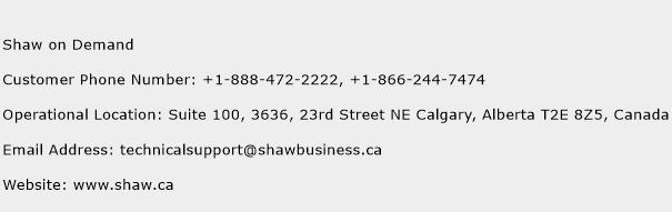Shaw on Demand Phone Number Customer Service