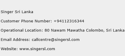 Singer Sri Lanka Phone Number Customer Service