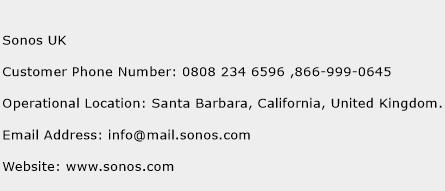 Sonos UK Phone Number Customer Service