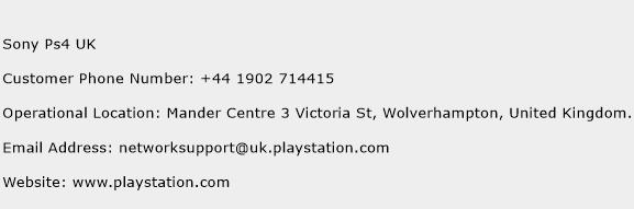Sony Ps4 UK Phone Number Customer Service