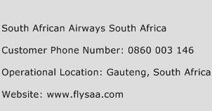 South African Airways South Africa Phone Number Customer Service