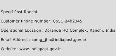 Speed Post Ranchi Phone Number Customer Service