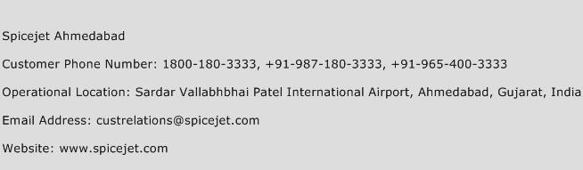 Spicejet Ahmedabad Phone Number Customer Service