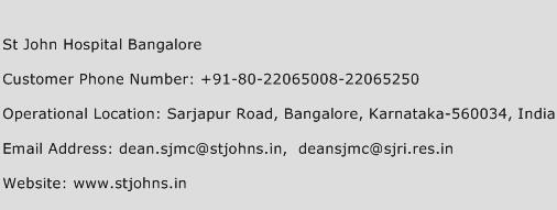 St John Hospital Bangalore Phone Number Customer Service