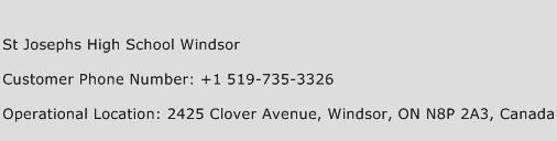 St Josephs High School Windsor Phone Number Customer Service
