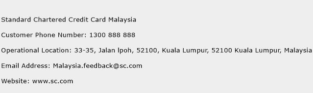 Standard Chartered Credit Card Malaysia Phone Number Customer Service