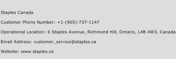Staples Canada Phone Number Customer Service