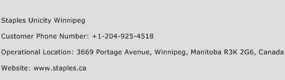 Staples Unicity Winnipeg Phone Number Customer Service