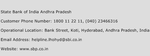 State Bank of India Andhra Pradesh Phone Number Customer Service
