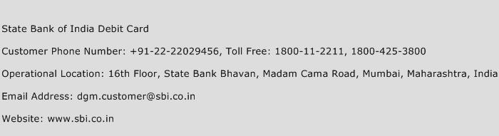 State Bank of India Debit Card Phone Number Customer Service