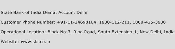 State Bank of India Demat Account Delhi Phone Number Customer Service