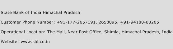 State Bank of India Himachal Pradesh Phone Number Customer Service