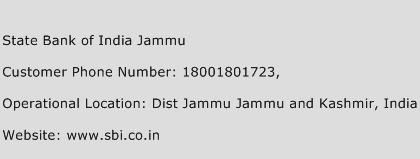 State Bank of India Jammu Phone Number Customer Service
