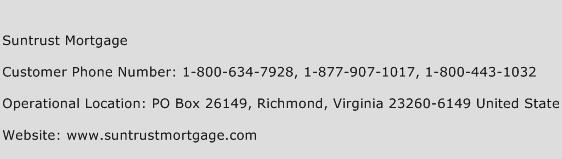 Suntrust Mortgage Phone Number Customer Service