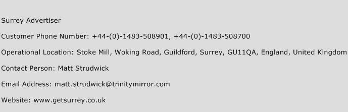 Surrey Advertiser Phone Number Customer Service