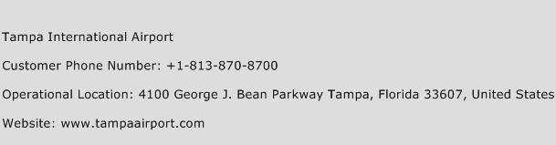 Tampa International Airport Phone Number Customer Service