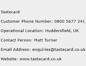 Tastecard Phone Number Customer Service
