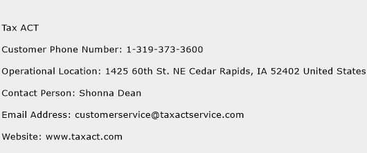 Tax ACT Phone Number Customer Service