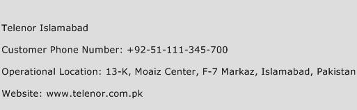 Telenor Islamabad Phone Number Customer Service