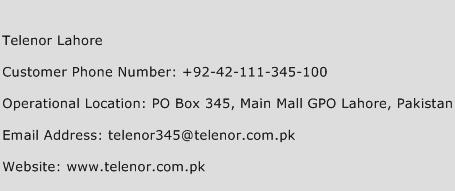 Telenor Lahore Phone Number Customer Service