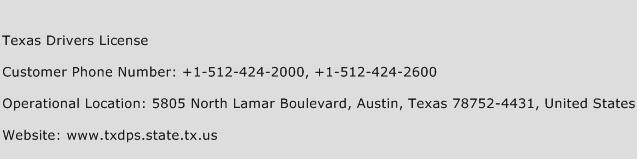 Texas Drivers License Phone Number Customer Service