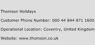Thomson Holidays Phone Number Customer Service